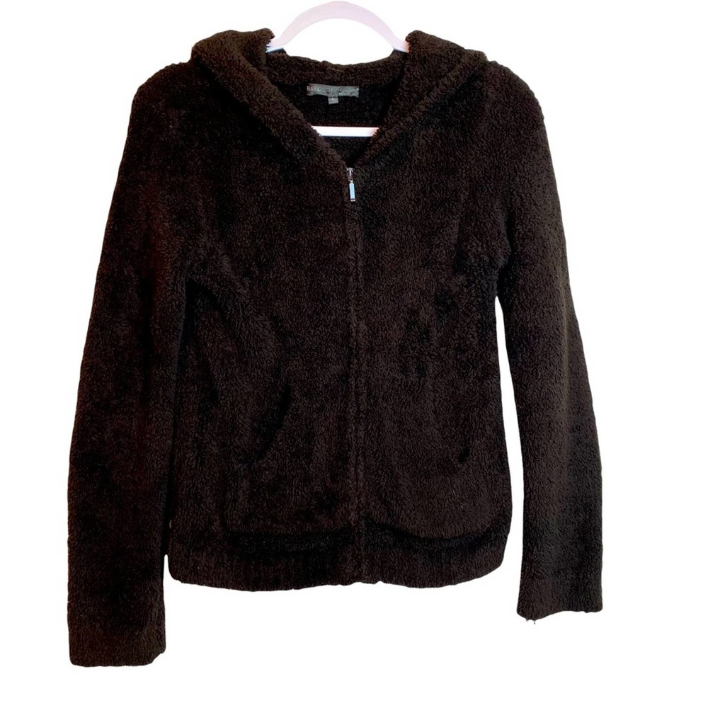 Barefoot Dreams CozyChic Brown Hooded Zip Up Jacket Hoodie Size Large